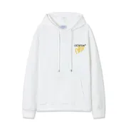 Stylish Off - White White Hoodie with Eye - Catching Yellow Logo Embellishment #A54448