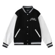 AMIRI Black And White Varsity Jacket With Hollywood Embroidered Logo For Trendy Streetwear #A54285