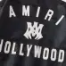 AMIRI Black Leather Bomber Jacket With Iconic Logo And Varsity Stripe Details #A54436