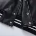 AMIRI Black Leather Bomber Jacket With Iconic Logo And Varsity Stripe Details #A54436