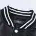 AMIRI Black Leather Bomber Jacket With Iconic Logo And Varsity Stripe Details #A54436