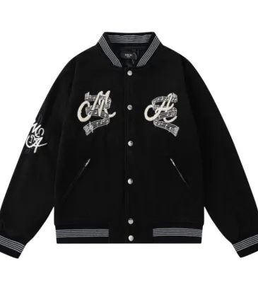 AMIRI Black Varsity Jacket With Intricate Embroidered Logos And Musical Note Accents #A54284
