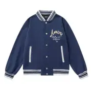Amiri Navy Blue Varsity Jacket With Embroidered Logo And Striped Details #A54437