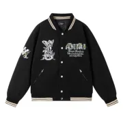 Black AMIRI Bomber Jacket With Angel And Garden Embroidery For Fashion Fans #A54406