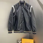Givenchy Black Leather Bomber Jacket with Iconic White Logo Detailing #A54606