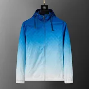 Gucci Men's Gradient Hooded Jacket Blue and White with Signature GG Pattern #A54304