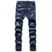 2021 new men's jeans blue stretch European and American personality zipper decoration jeans trendy men #99905873