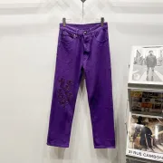Chrome Hearts Jeans for Men Purple Combo Embroidered #A53891