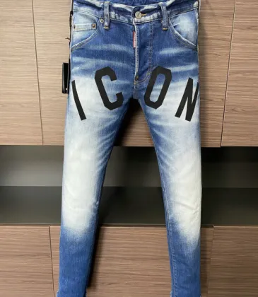 2025 DSQ2 Men's Denim Jeans  Bold ICON Print with Faded Wash for Trend - Setting Gentlemen #A54903