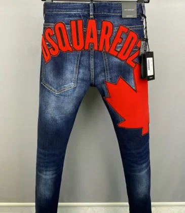 2025 DSQ2 Men's Denim Jeans Bold Red Maple Leaf Print with Faded Wash for Trendy Gentlemen #A54911