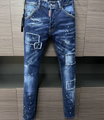 DSQ2 Men's Denim Jeans  Distressed Patchwork Style with Paint Splatter for Fashion   Forward Males #A54910