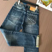 2025 LV Men's Denim Jeans  Distressed Design with Signature Monogram Pocket for Fashion   Forward Gents #A54886