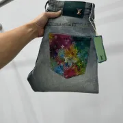 2025 LV Men's Denim Jeans  Distressed Design with Signature Monogram Pocket for Fashion   Forward Gents #A54888