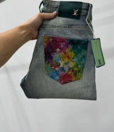 2025 LV Men's Denim Jeans  Distressed Design with Signature Monogram Pocket for Fashion   Forward Gents #A54888