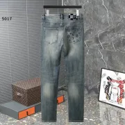 2025 LV Men's Denim Jeans  Distressed Design with Signature Monogram Pocket for Fashion   Forward Gents #A54889