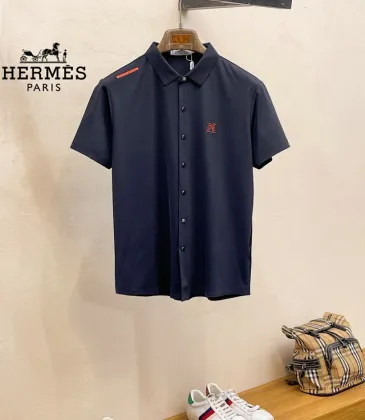 HERMES shirts for HERMES short sleeved shirts for men #A61464
