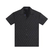 Louis Vuitton Short sleeve shirts for men Black/White #A50047 Louis Vuitton Short sleeve shirts for men Black/White #A50047