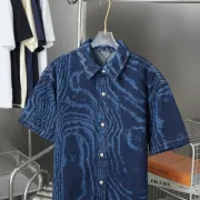 Louis Vuitton short sleeved shirts for men Rippled denim shirt #A52988