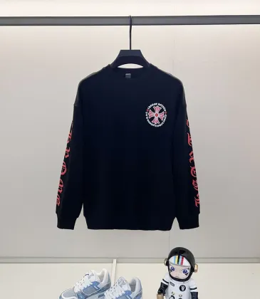 Chrome Hearts Black/White Sweatshirt With Red Cross And Gothic Logo Print On Back And Sleeves #A54389