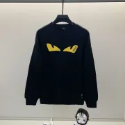 Fendi Black Sweatshirt With Iconic Yellow Monster Eye And Brand Logo Design #A54421