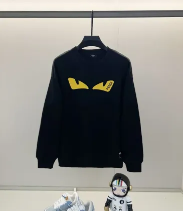 Fendi Black Sweatshirt With Iconic Yellow Monster Eye And Brand Logo Design #A54421