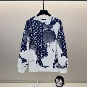 Louis Vuitton Inspired Monogram Pattern Patchwork Design White And Navy Sweatshirt #A54417