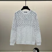 Louis Vuitton Inspired White Sweatshirt With Gradient Checkerboard Pattern And Brand Patch #A54416