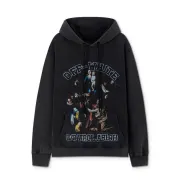 Off - White Black Hoodie With Artistic Graphic And Brand Tribute Design #A54248