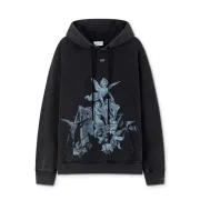 Off - White Black Hoodie With Cherub Graphic And Branded Detailing #A54249