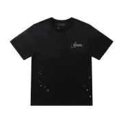 Black Distressed AMIRI Art Design Studio Tee With Los Angeles 90210 Print #A54405