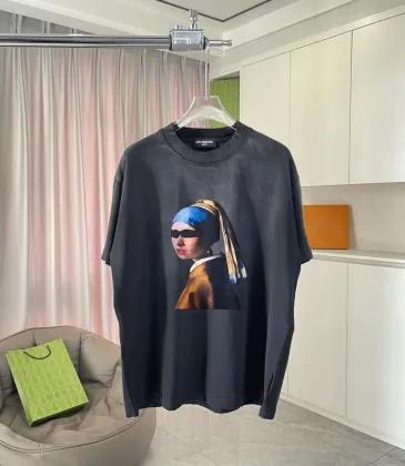 Vintage Washed Black Balenciaga T Shirt With Trendy Girl With A Pearl Earring Remix Print #A54408