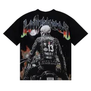 NEW Godspeed Skeleton cowboy print pattern Tee Washed Mens Short sleeved T-shirt #A53416