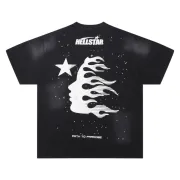 Hellstar Black T - Shirt With Star Flame Face Graphic And Brand Logo Design #A54396