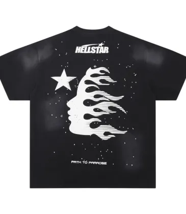Hellstar Black T - Shirt With Star Flame Face Graphic And Brand Logo Design #A54396