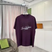 Stylish Louis Vuitton T Shirt With Artistic Sketch Style Brand Print Black/White/Purple/Light Blue #A54351