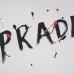 Prada T - Shirt With Artistic Splatter Logo And Sleeve Accents Black/White #A54292