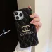 Chic Chanel - Inspired Quilted Phone Cases With Brand Logo For Luxury Mobile Protection #A33061
