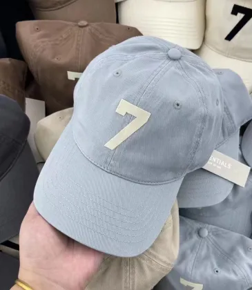 Fear of God Distressed Light Blue Cap With Signature Logo For Elevated Streetwear Looks #999935683
