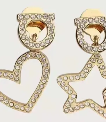 Ferragamo Inspired Asymmetric Crystal Heart Star Drop Earrings For Glamorous Statement Looks #999916158