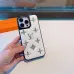Chic LV - Inspired White Leather Phone Case With Metal Emblems For Fashionable Protection #A33067