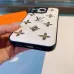 Chic LV - Inspired White Leather Phone Case With Metal Emblems For Fashionable Protection #A33067