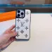 Chic LV - Inspired White Leather Phone Case With Metal Emblems For Fashionable Protection #A33067