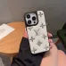 Chic LV - Inspired White Leather Phone Case With Metal Emblems For Fashionable Protection #A33067