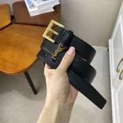 YSL Black Leather Belt With Gold Buckle And Logo Charm For Timeless Luxury Styling 3.0CM #99905601