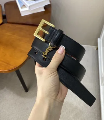YSL Black Leather Belt With Gold Buckle And Logo Charm For Timeless Luxury Styling 3.0CM #99905601