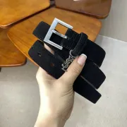 YSL Black Suede Belt With Silver Buckle And Logo Charm For Edgy Fashion Looks 3.0CM #99905602