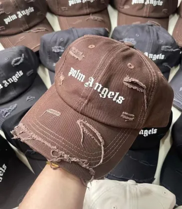 Palm Angels Distressed Brown Cap With Brand Logo For Urban Streetwear Aesthetic #999935687