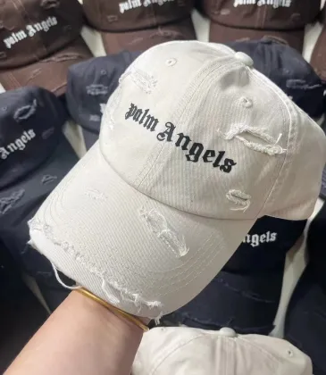Palm Angels Distressed Beige Cap With Brand Logo For Effortless Street - Fashion Flair #999935688