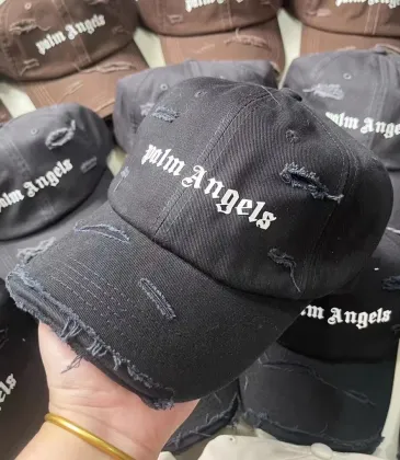 Palm Angels Distressed Black Cap With Brand Logo For Edgy Street - Fashion Statements #999935689