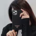 Sophisticated Black Prada Phone Case With Signature Logo For Elevated Tech Style #A24459